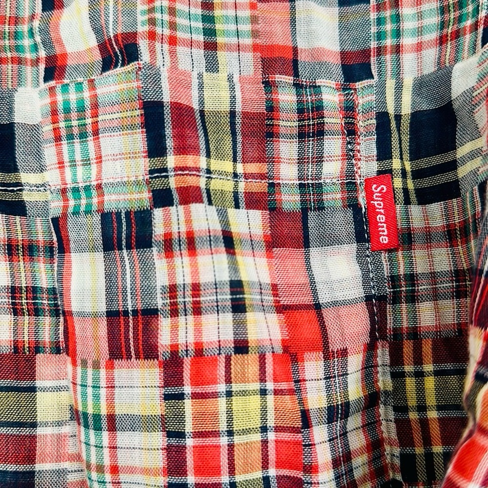Authentic Rare Supreme Plaid Patchwork Button Dow… - image 4